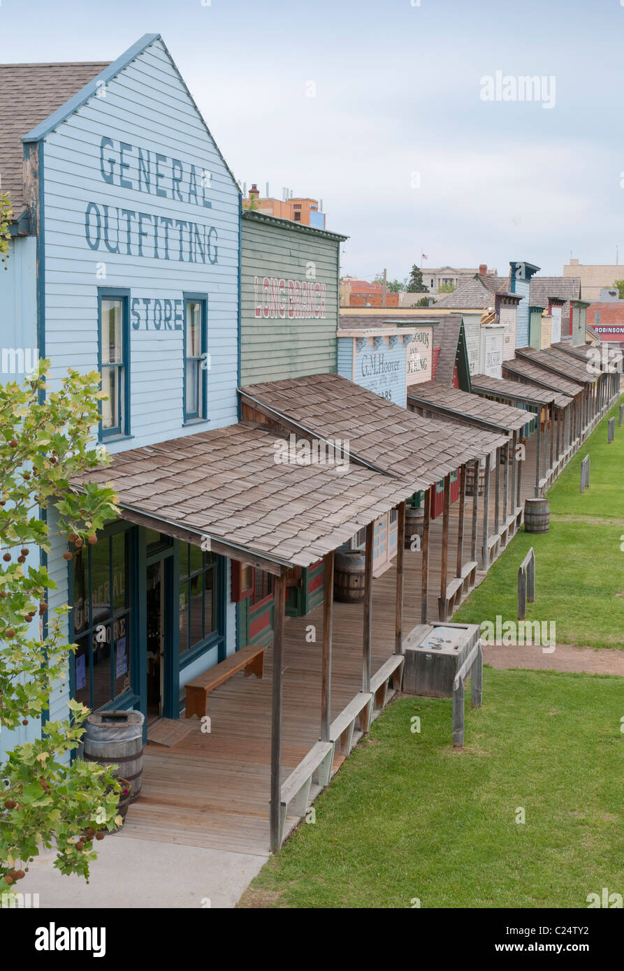 Kansas, Dodge City, Front Street Museum complex depicts life in 1876 Dodge  City Stock Photo - Alamy