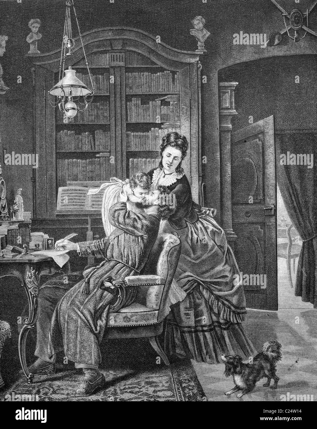 Good morning father, historical illustration, 1877 Stock Photo