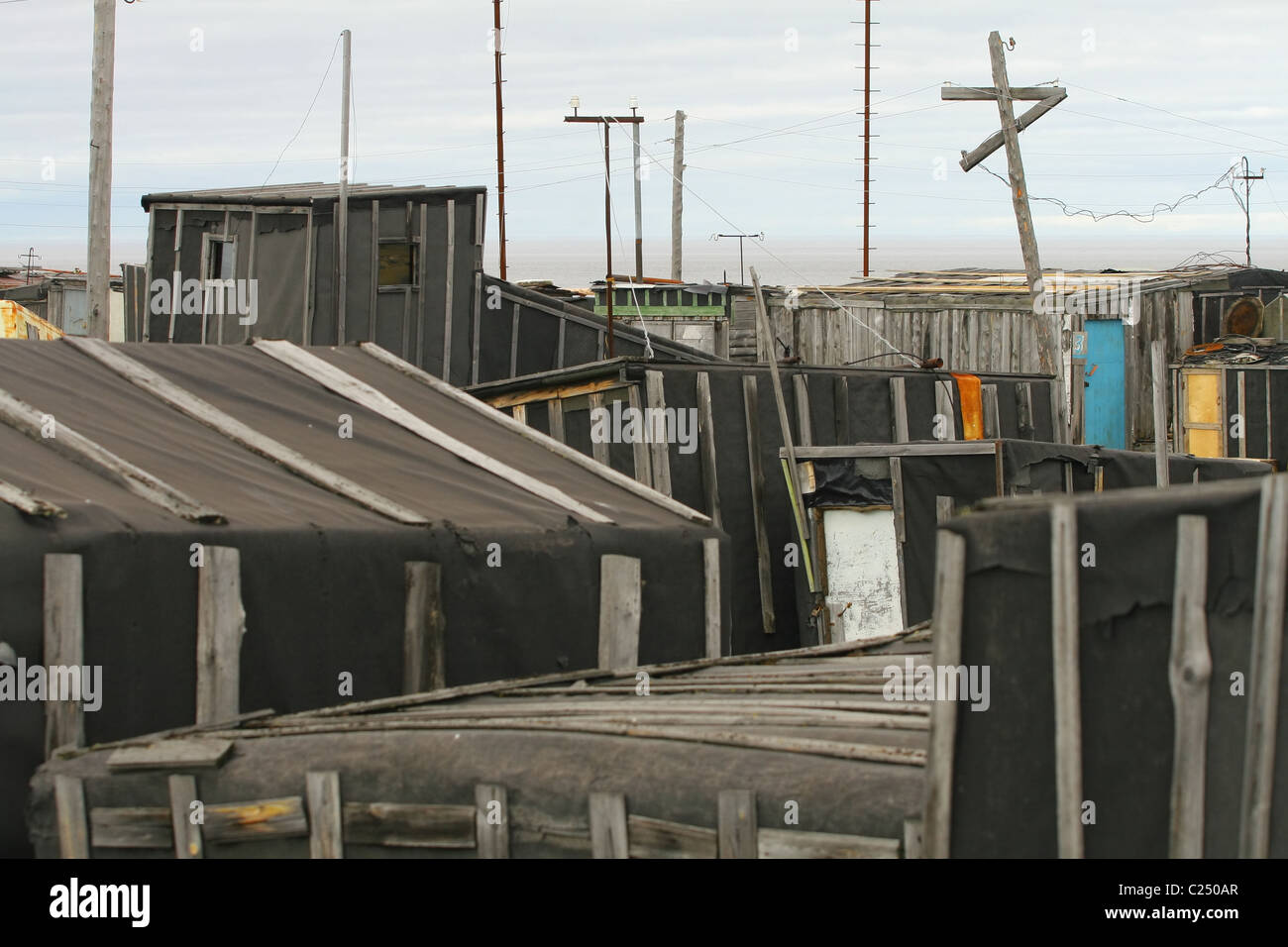 Settlement Mys-Kamenny, Yamal peninsula, RUSSIA Stock Photo