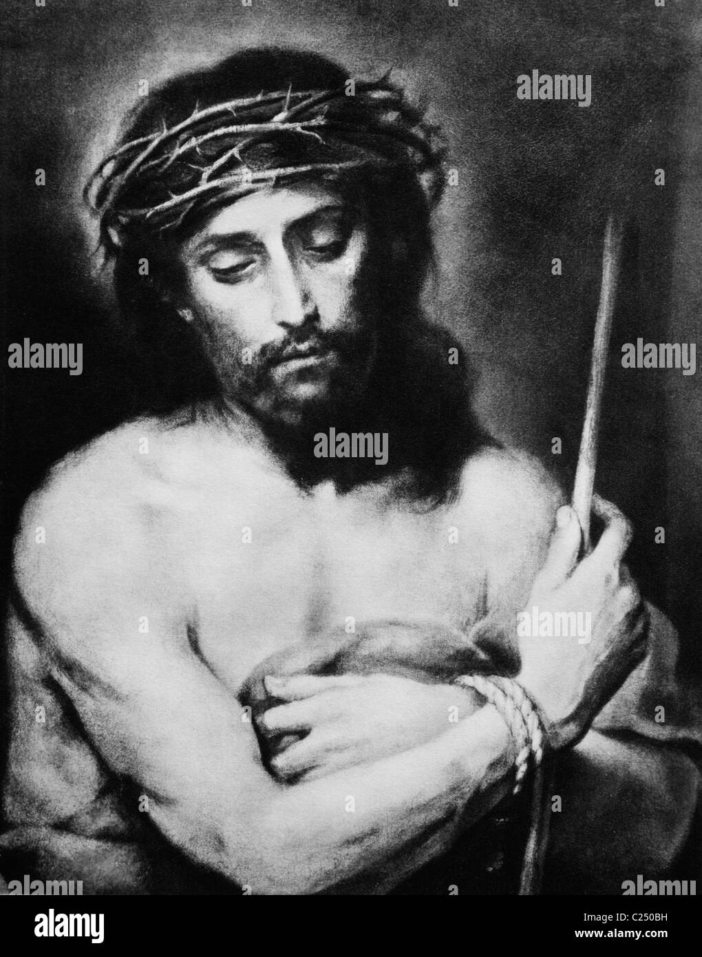 Jesus Christ by torture - black and white copy by Murillo Stock Photo
