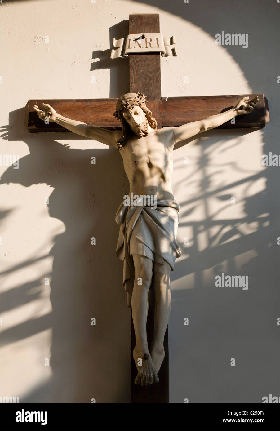Jesus Christ on the cross - carving from Vienna church Stock Photo