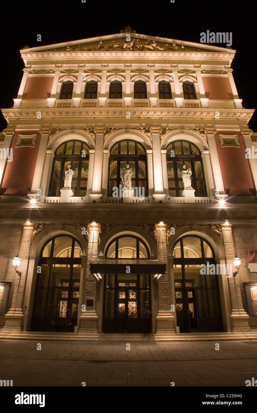 Vienna - facade of Music-friends house in the night Stock Photo