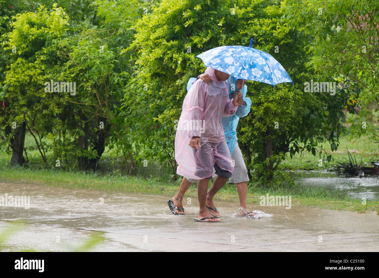 Thais caught in storm Stock Photo