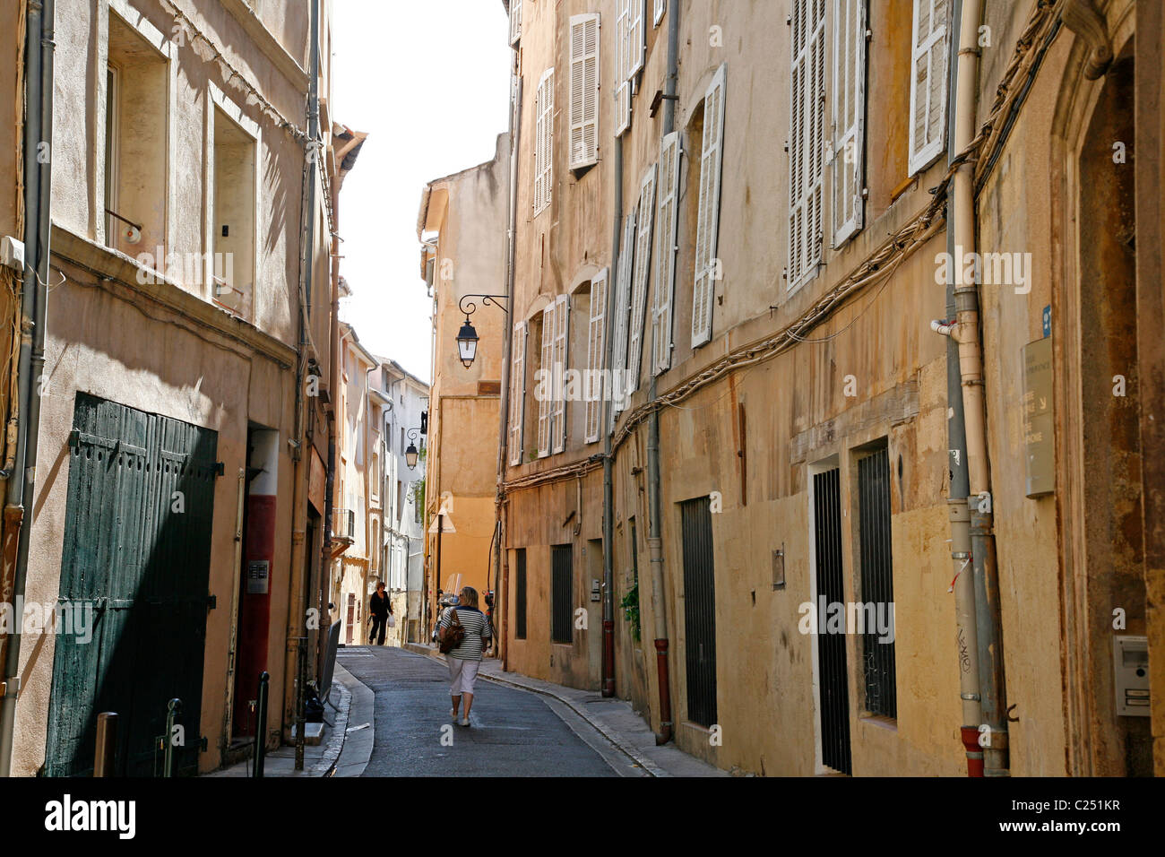 Street in the Vieil Aix the old quarter of Aix en Provence, Bouches du Rhone,  Provence, France. Stock Photo