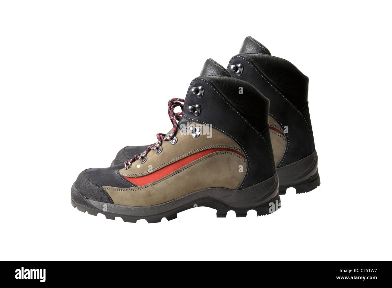 Fashion hiking boots isolated on white background Stock Photo