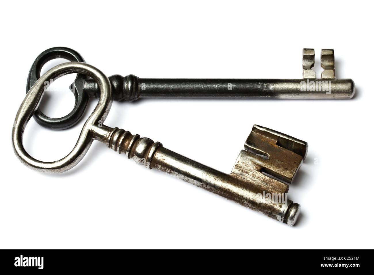 Two old keys isolated on white background Stock Photo Alamy