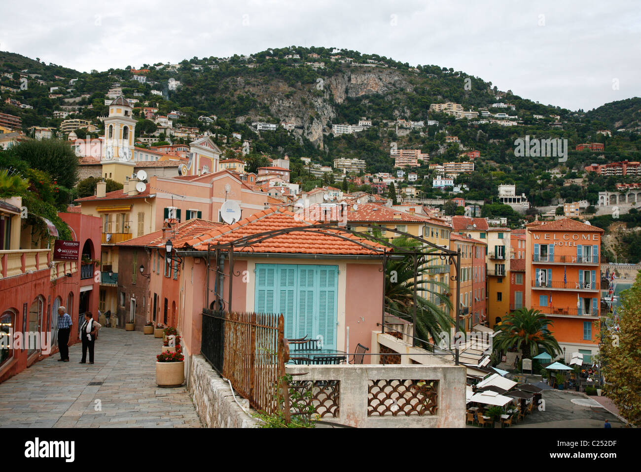 View of Villefranche sur Mer, Côte d'Azur, Alpes Maritimes, Provence, France. Stock Photo