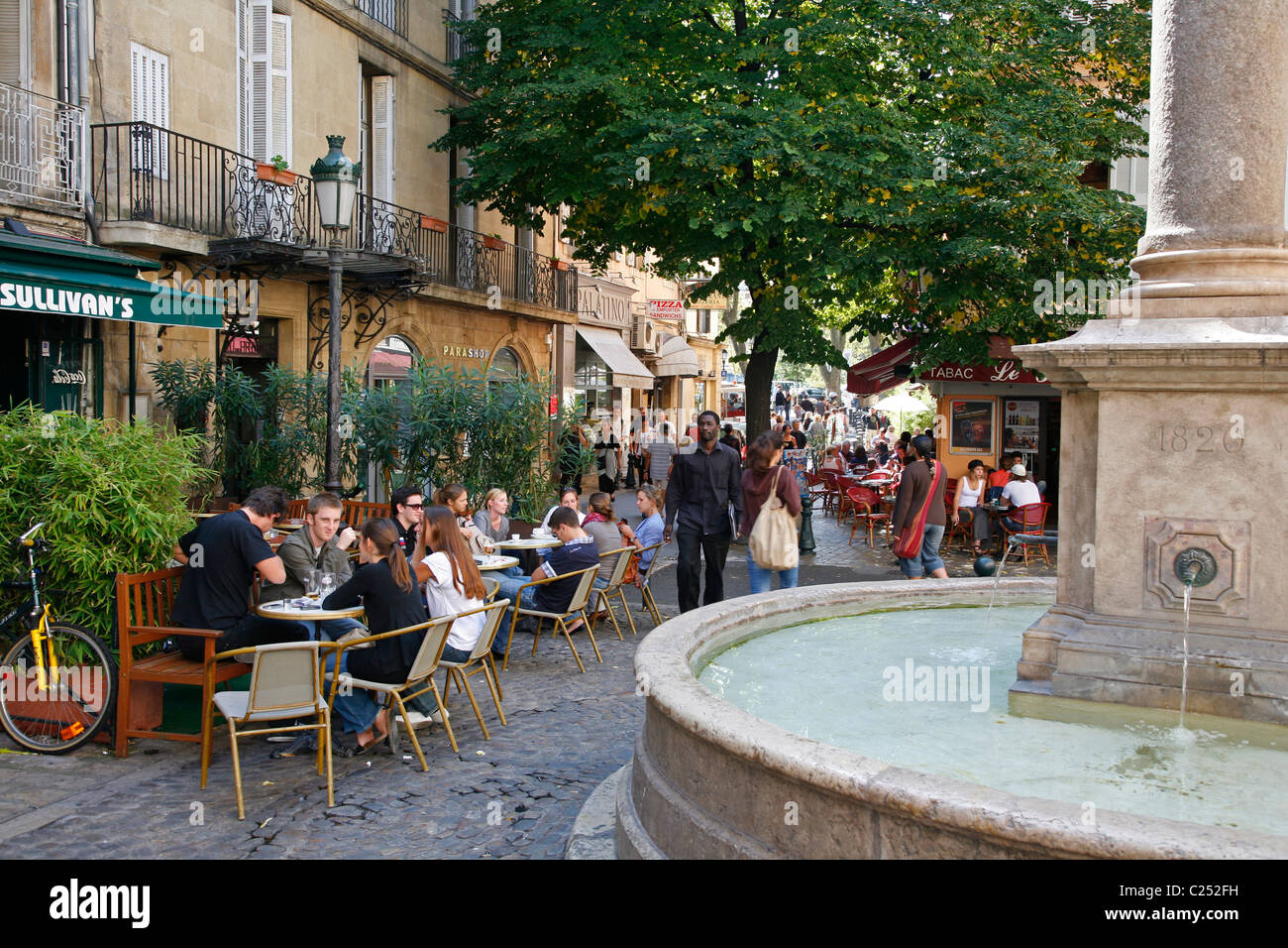 Place des Augustins in Vieil Aix the old quarter of Aix en Provence, Bouches du Rhone,  Provence, France. Stock Photo