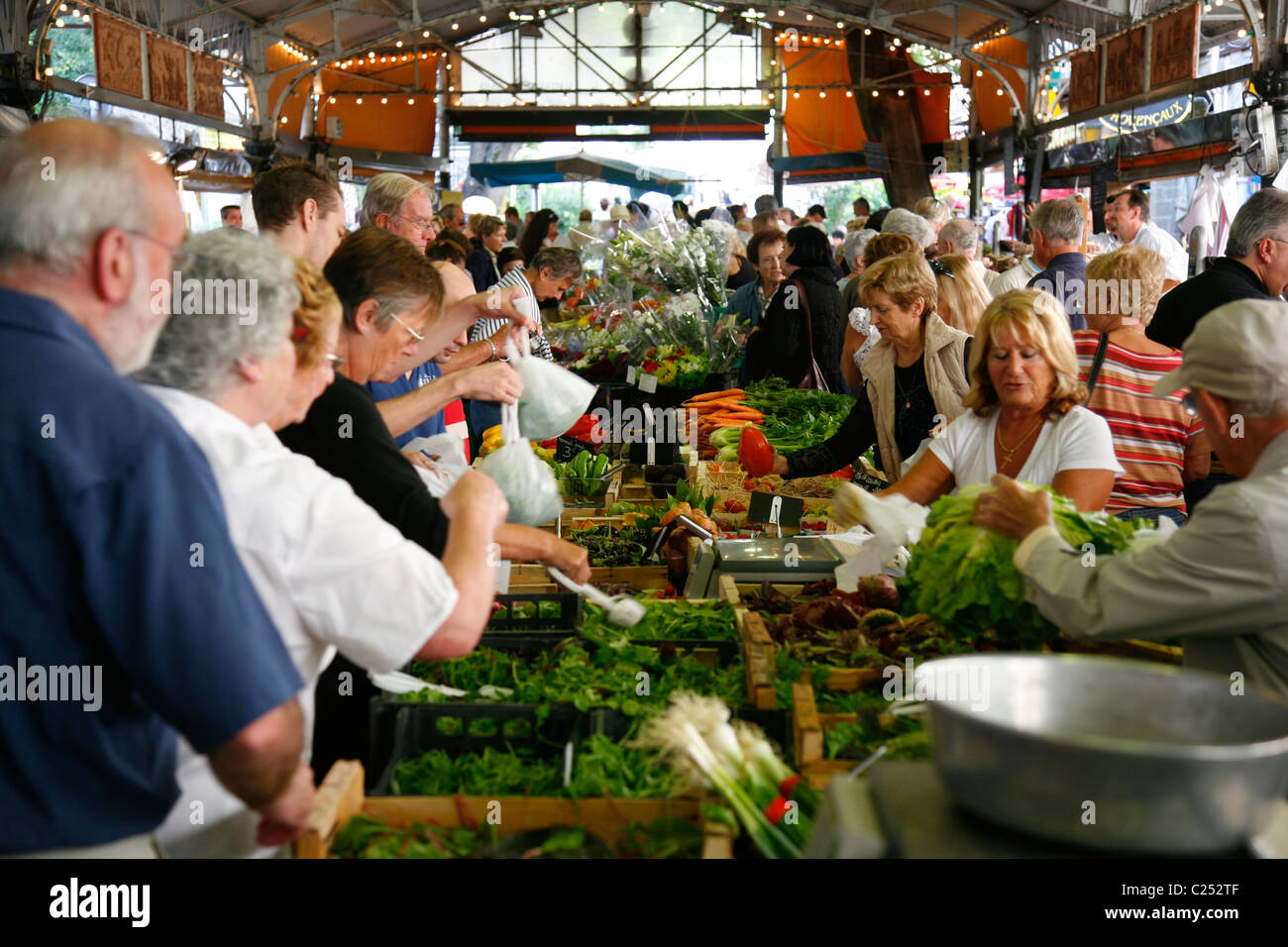 The Cours Massena market in the old town, Antibes, Alpes Maritimes, Provence, France. Stock Photo