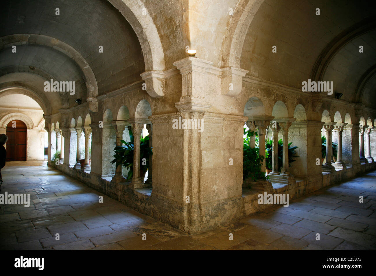 The cloister at St Paul de Mausole, St Remy de Provence, Buches du Rhone, Provence, France. Stock Photo