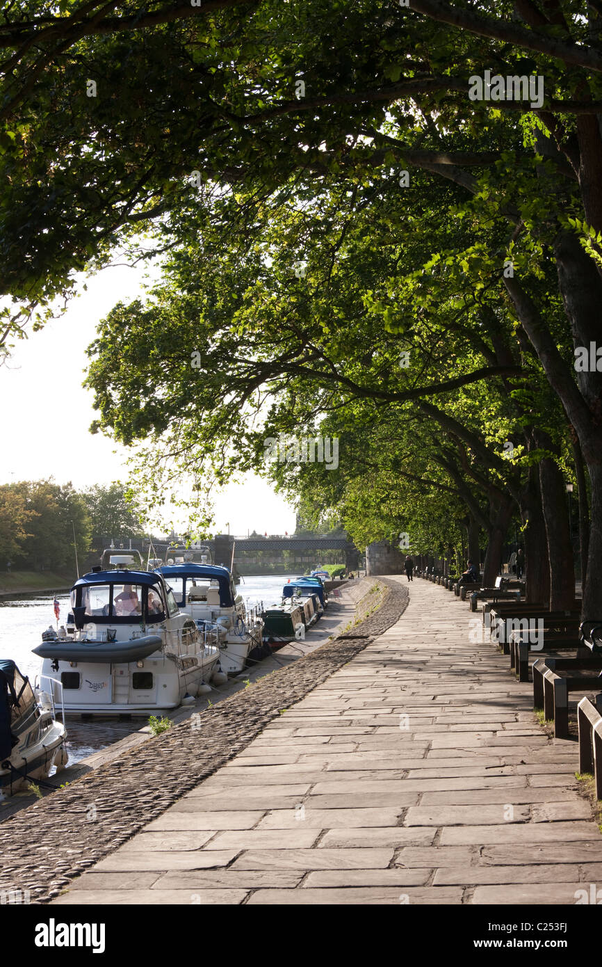 Boats Moored For The Evening Along The River Ouse In York City East Boats Moored For The Evening Along The River Ouse In York City East
