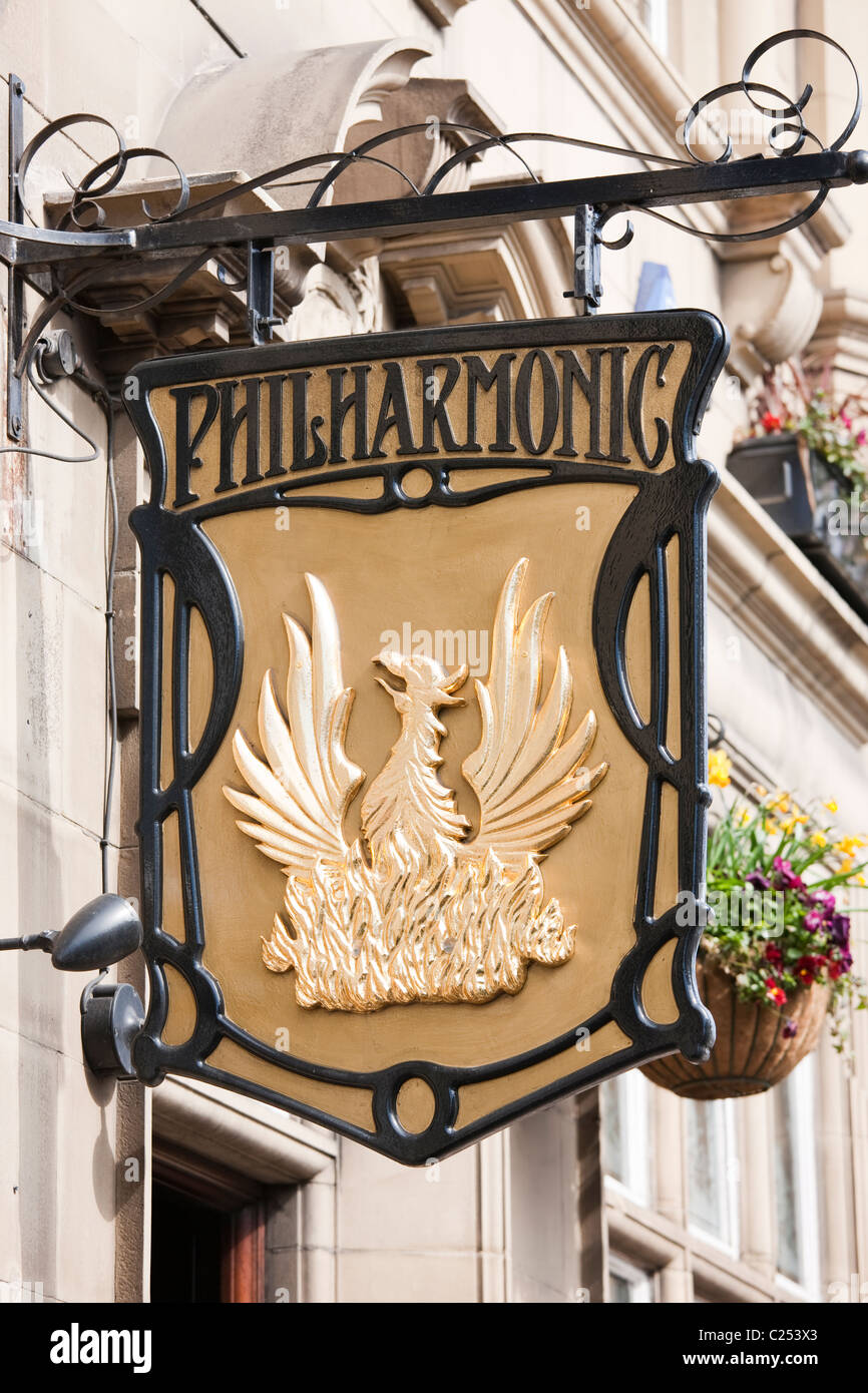 Signpost for Philharmonic Pub, Liverpool Stock Photo