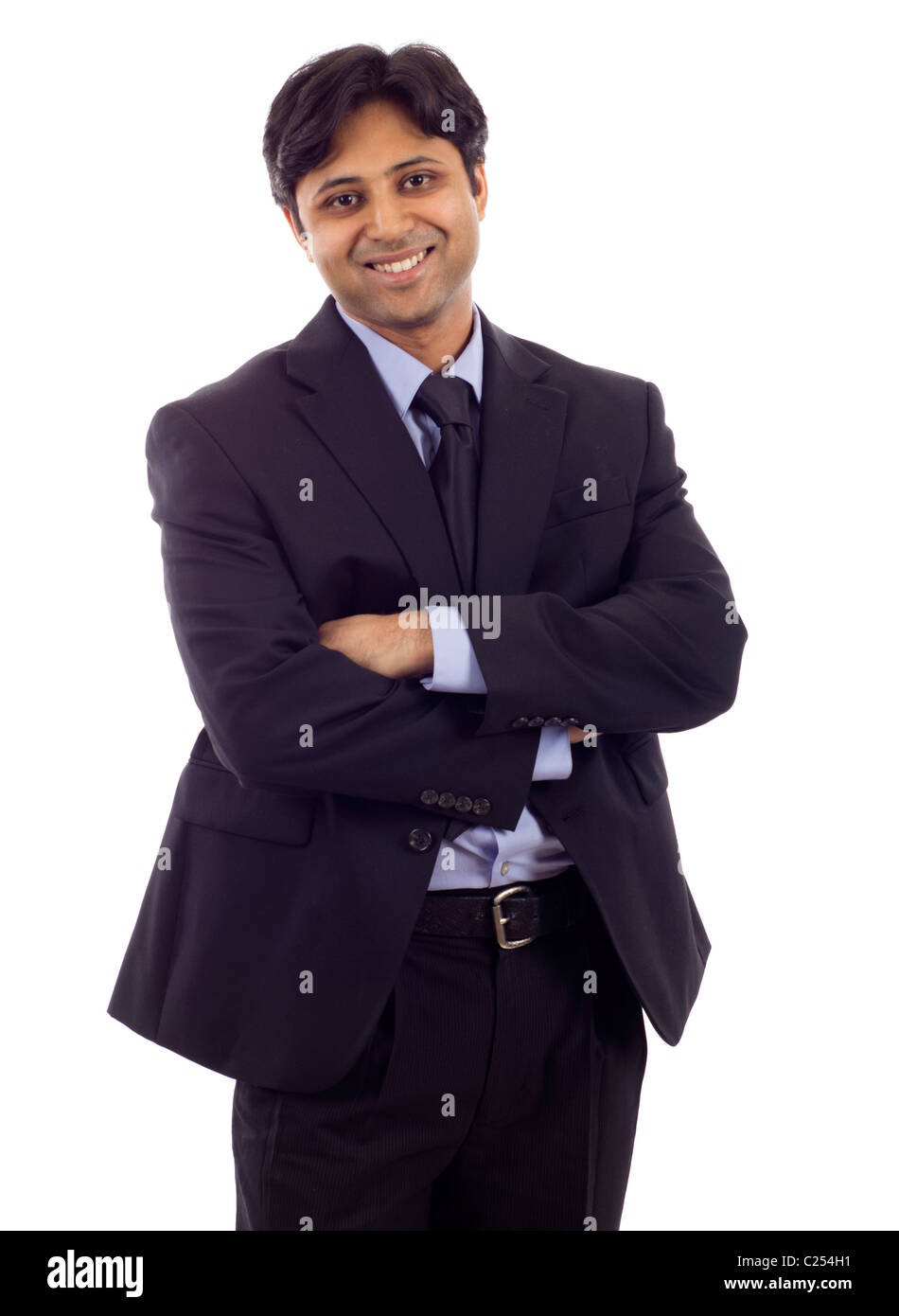 Portrait of an Indian business man isolated over white background. Studio shot. Stock Photo