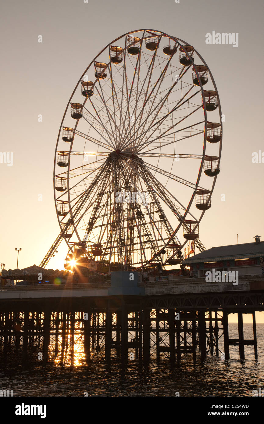 The ferris wheel on the pier at Blackpool Beach in Lancashire, England, UK Stock Photo