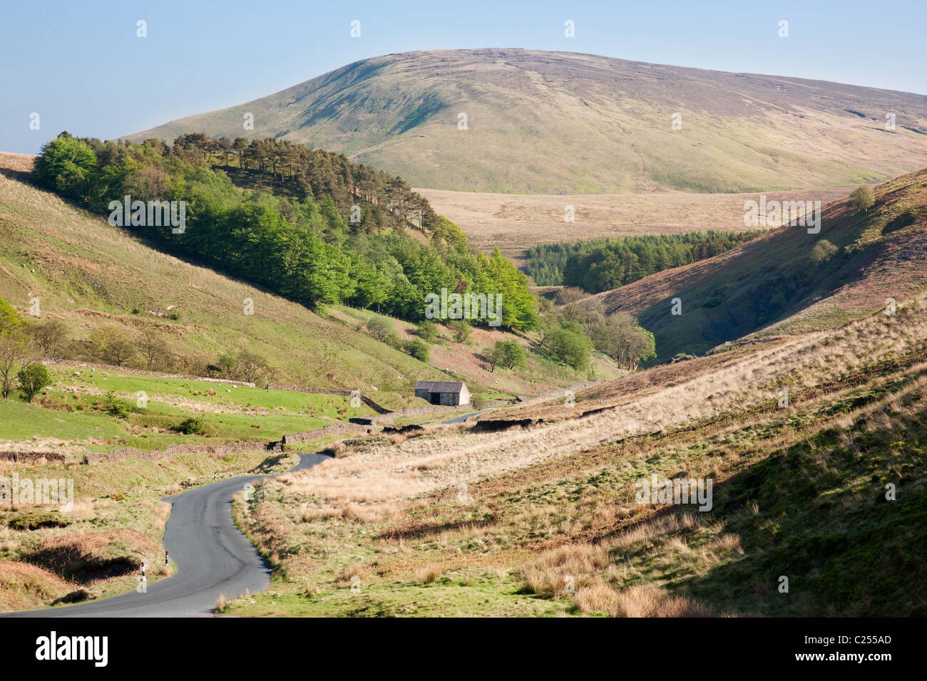 Road cutting through the Trough of Bowland, the Forest of Bowland, Lancashire, England, UK Stock Photo
