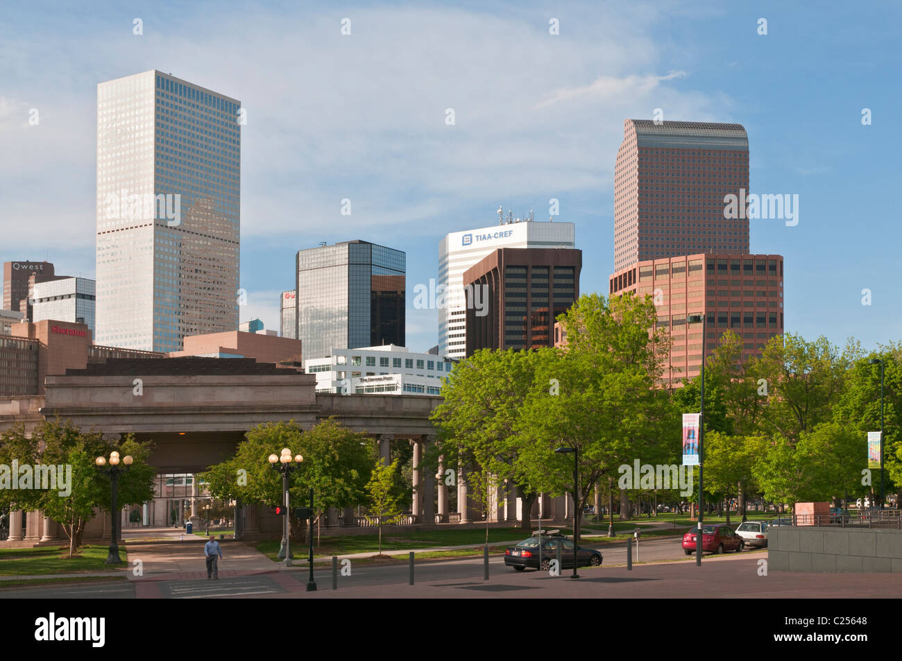 Colorado, Denver, Civic Center Park view of downtown skyline Stock Photo