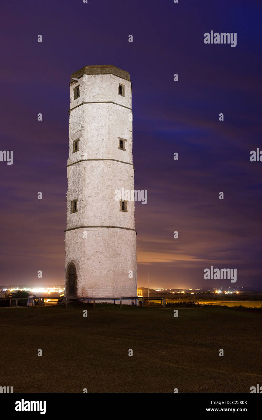 The old chalk lighthouse at Flamborough Head, Flamborough, East Yorkshire Stock Photo