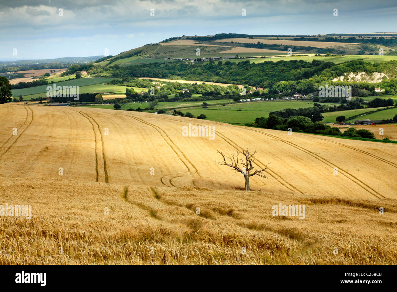 View of Amberly from Bury Hill, West Sussex Stock Photo