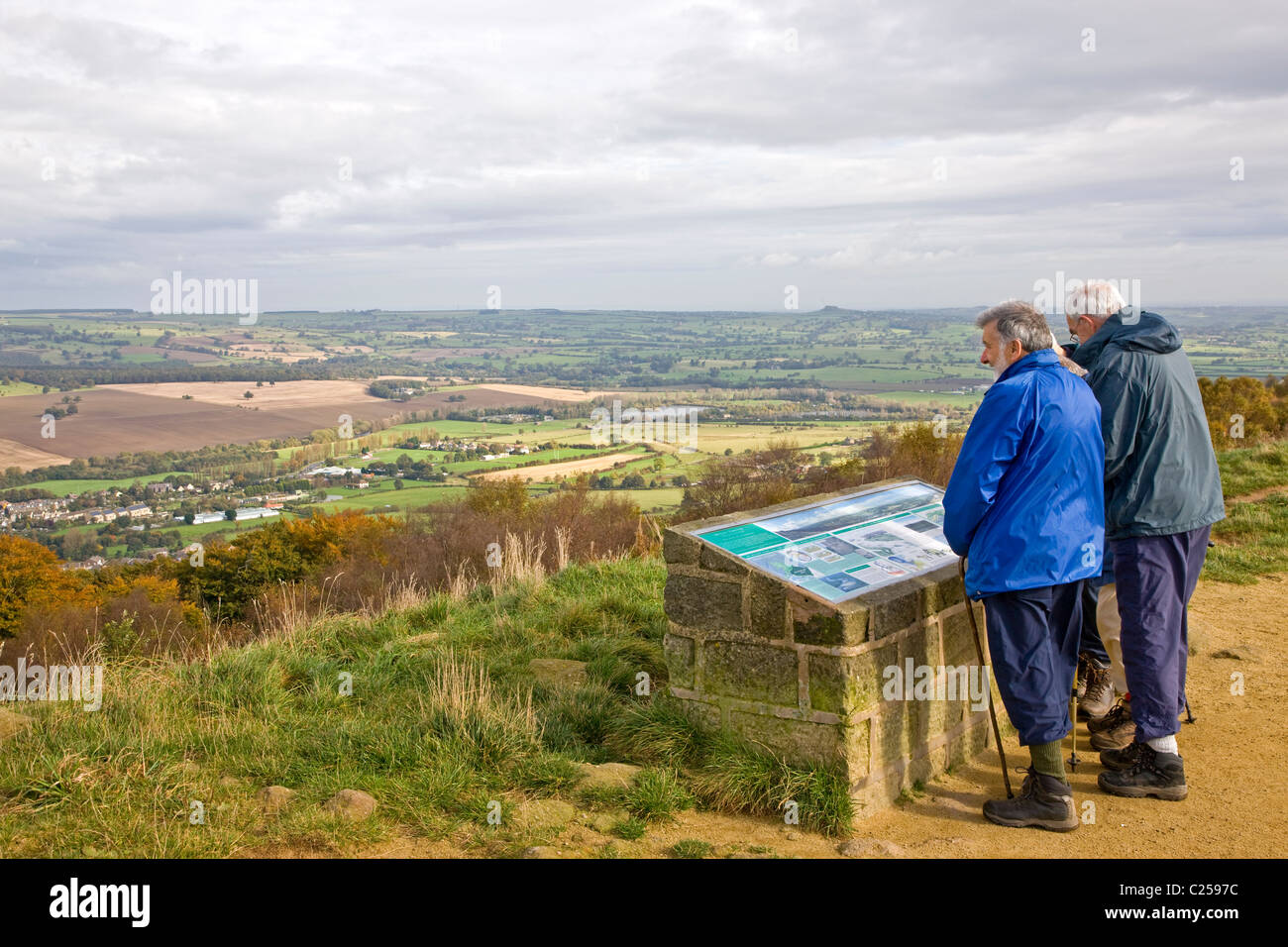 View across Lower Wharfedale and Otley from the Chevin Ridge at Surprise View Stock Photo