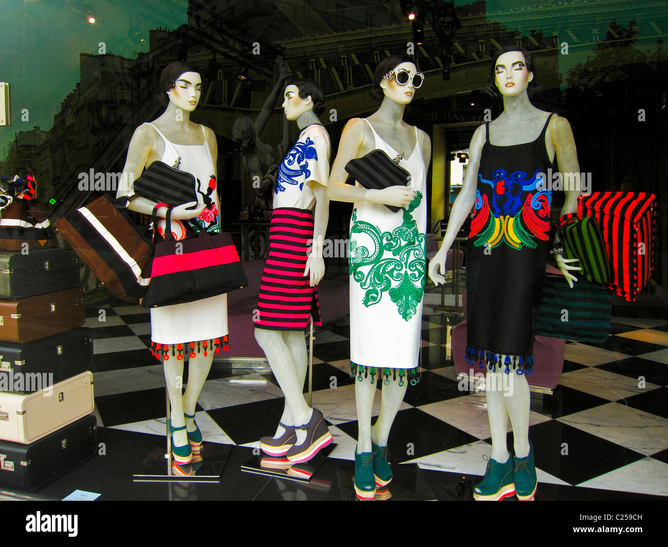 Paris, France, Luxury Fashion Brands, Prada Store, Fashion Designer  Mannequins in Window Display, on 
