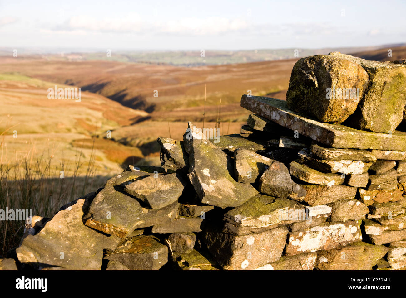 View over Haworth Moor close to Top Withins on the Pennine Way Stock Photo