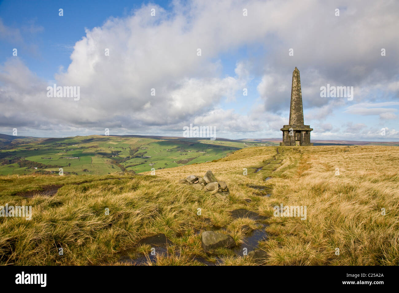 View of Stoodley Pike on Pennine Way Stock Photo