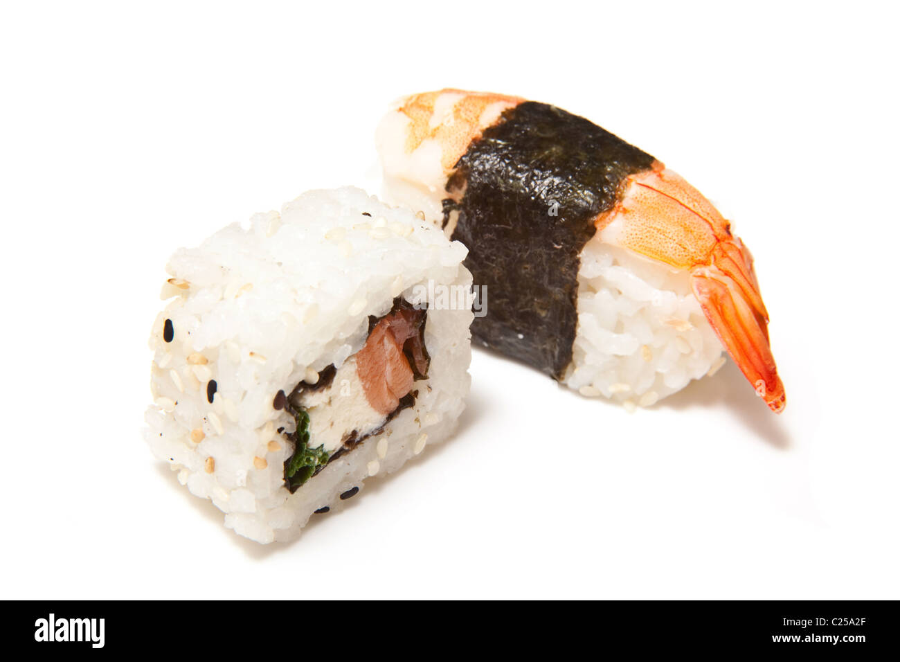 Sushi isolated on a white studio background. Stock Photo