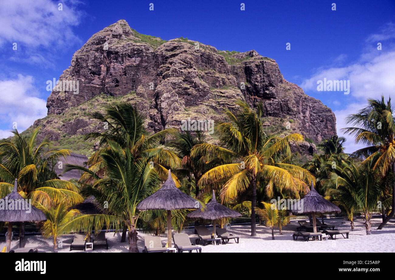 The Morne Brabant, on the Morne peninsular. Mauritius. Visible from much of the south of Mauritius. Stock Photo