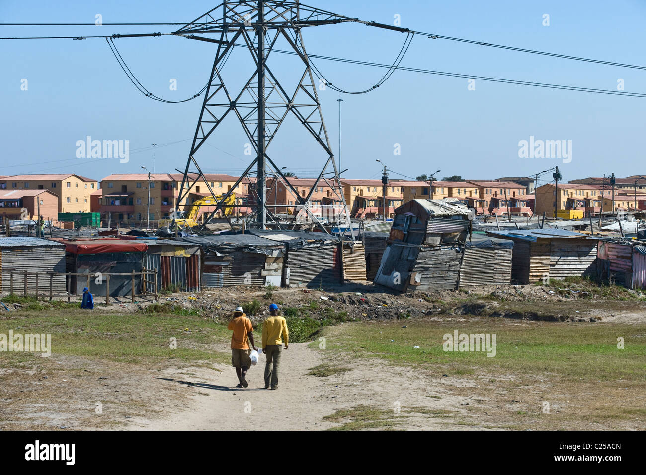 Shacks and new housing along Vanguard Drive, Epping, Cape Town, South