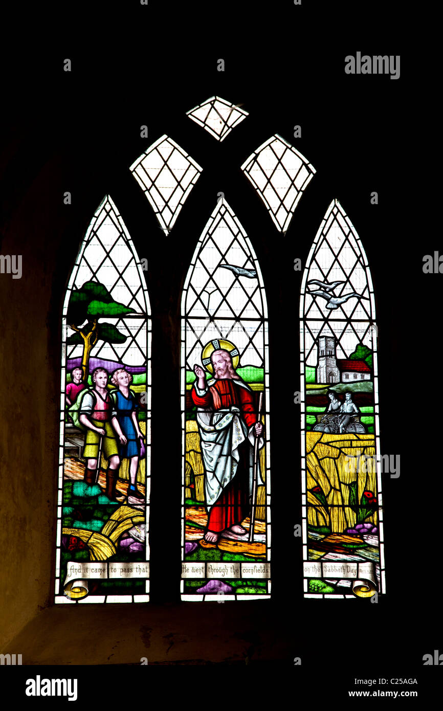Stained Glass Window Lady Chapel In All Saints Church Or The Ramblers Church Along The Viking Way Stock Photo Alamy