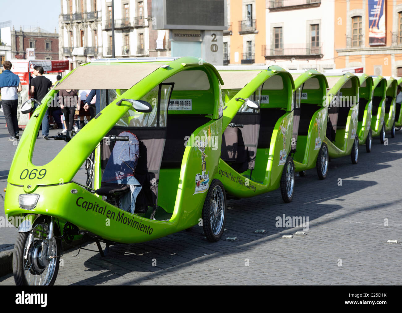 Peddle Rickshaws Zocalo Mexico City Stock Photo