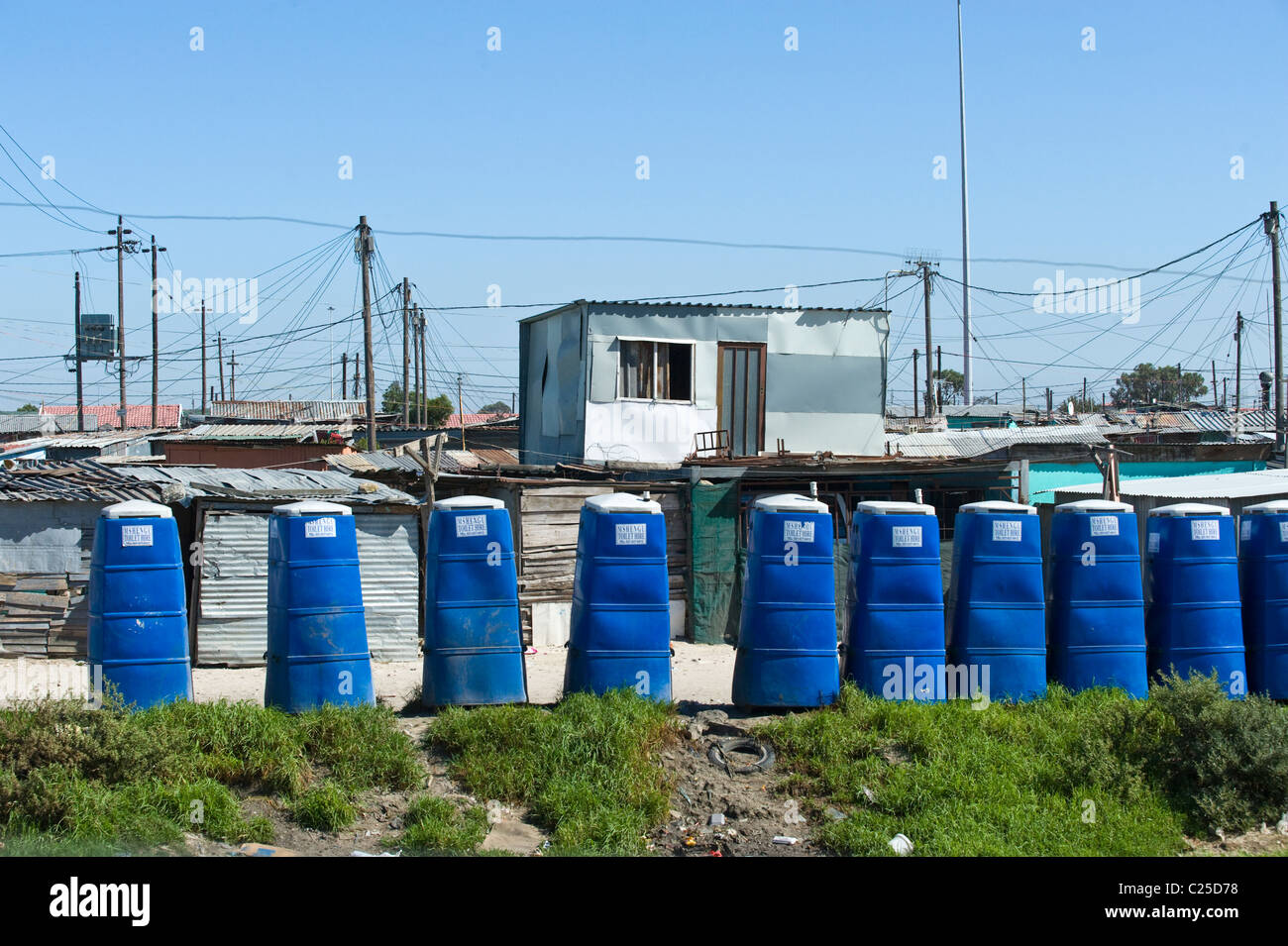Public toilets in Khayelitsha township in Cape Town South Africa Stock