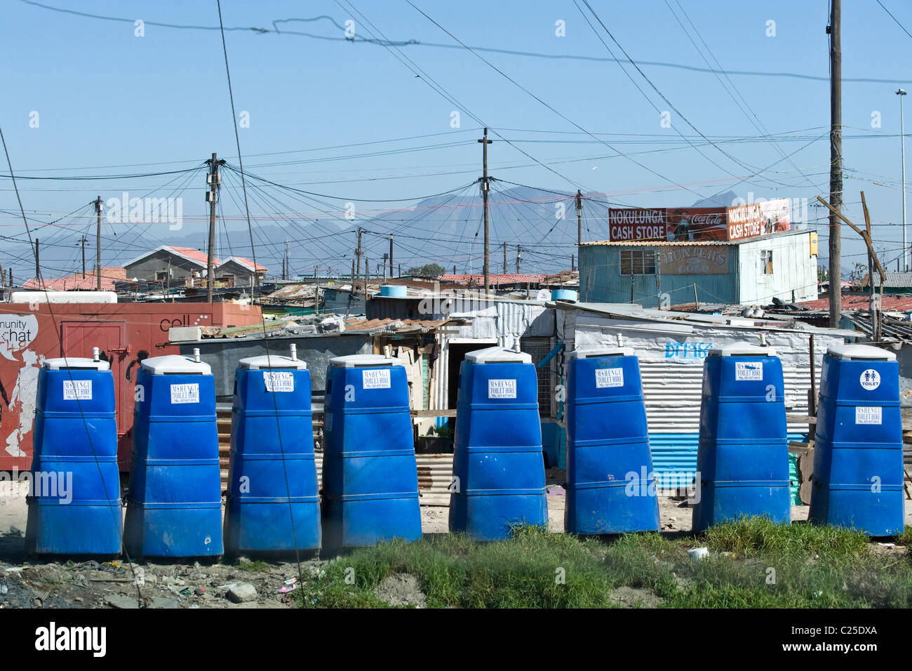 Public toilets in Khayelitsha township in Cape Town South Africa Stock