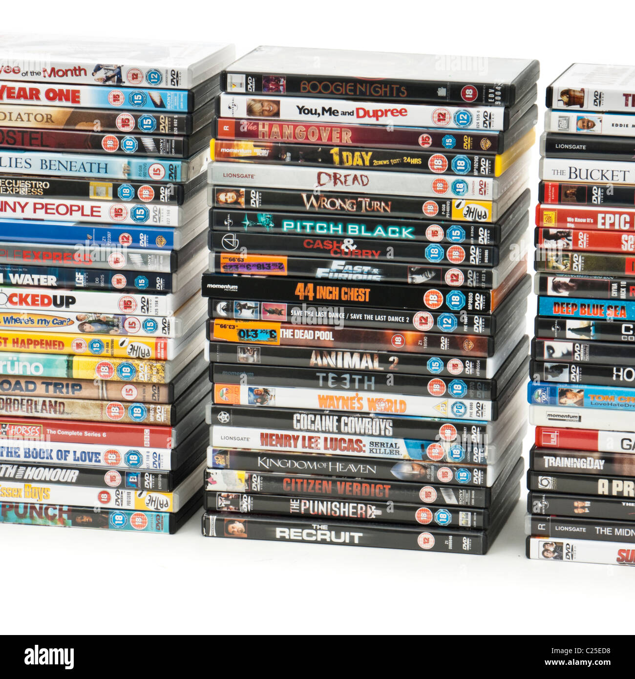 Large collection of DVD's Stock Photo