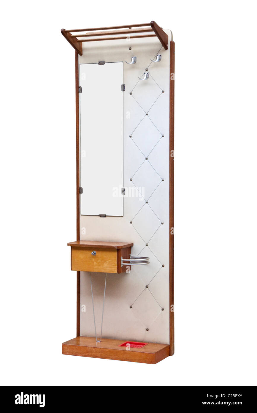 Vintage 1960 s hall stand with mirror Stock Photo Alamy