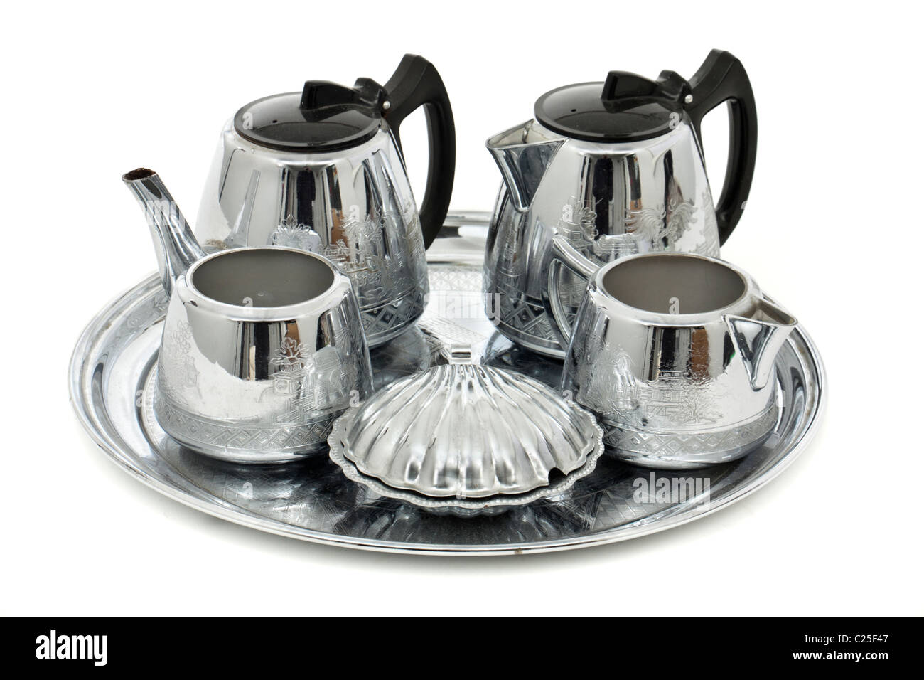 vintage metal tea set