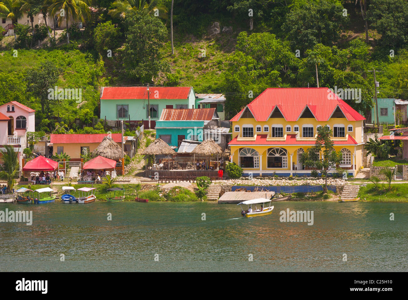 FLORES, GUATEMALA - shore of Lago Peten Itza, near the colonial town of Flores. Stock Photo