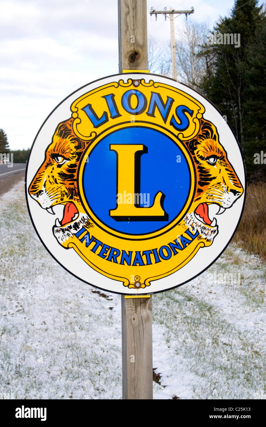 Lions Club International roadside sign. Cable Wisconsin WI USA Stock Photo  - Alamy