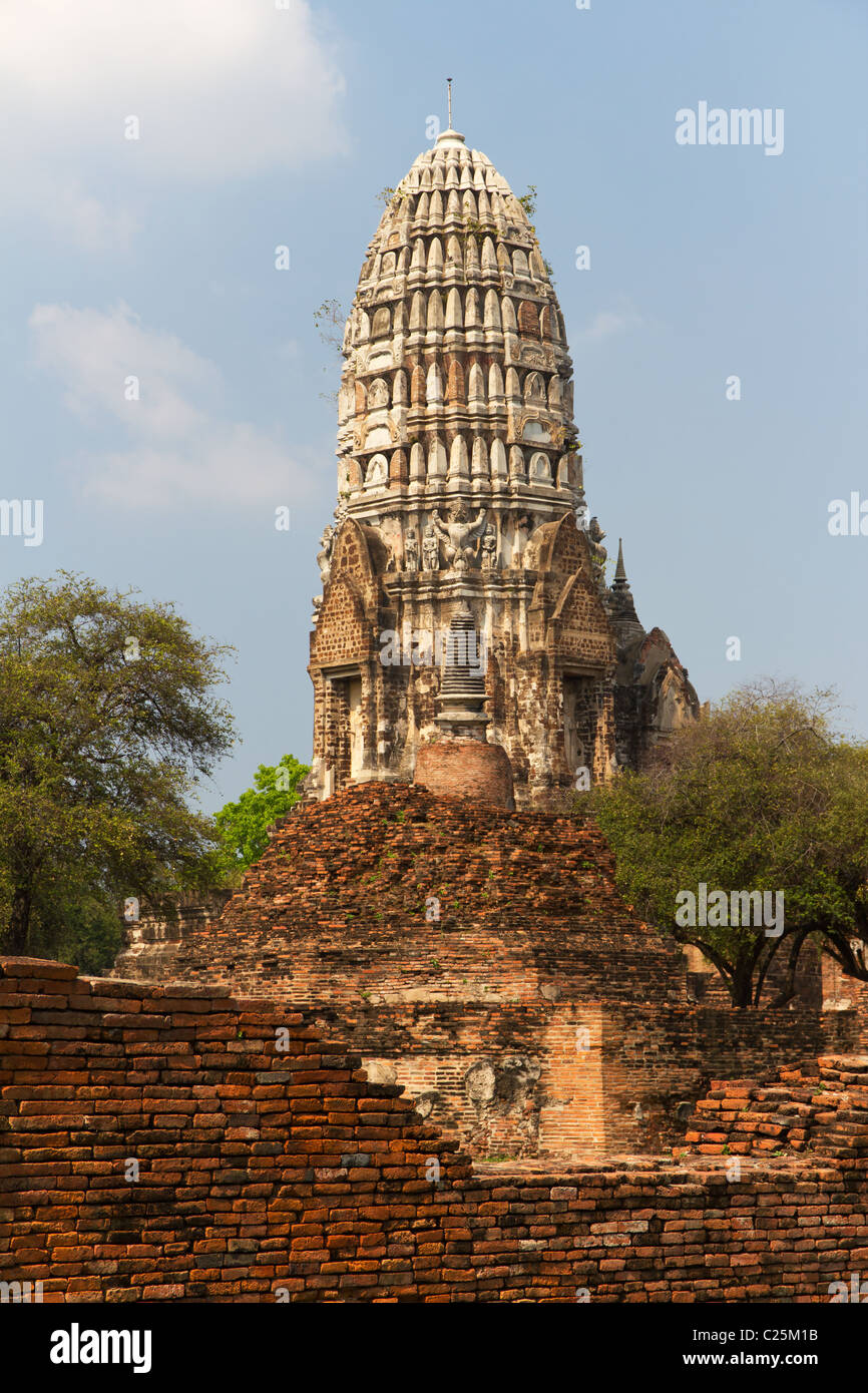 Large Decorated Chedi of Wat Phra Ram, Part of the UNESCO World Heritage Site at Ayuthaya, Thailand Stock Photo