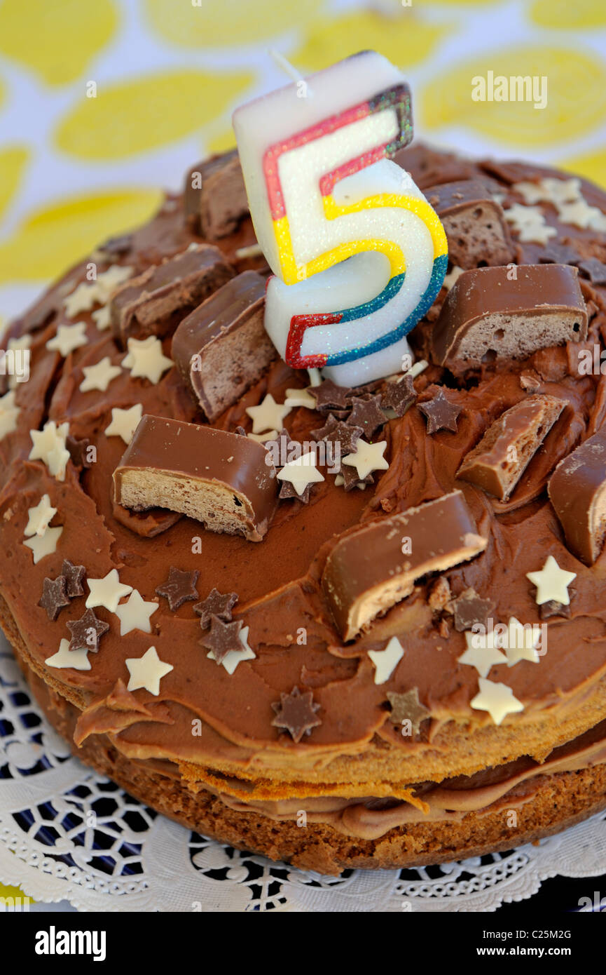 Birthday Cake For 5 Year Old Child With Number Five On It Stock Photo Alamy