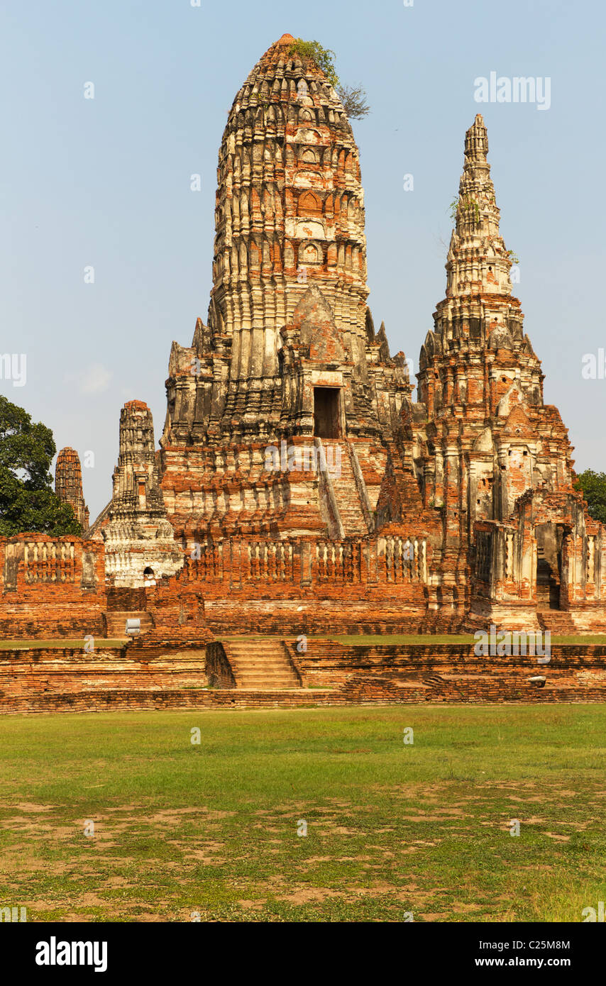 Temple Ruins of Wat Chai Wattanaram at the Unesco World Heritage Site of Ayuthaya in Thailand Stock Photo