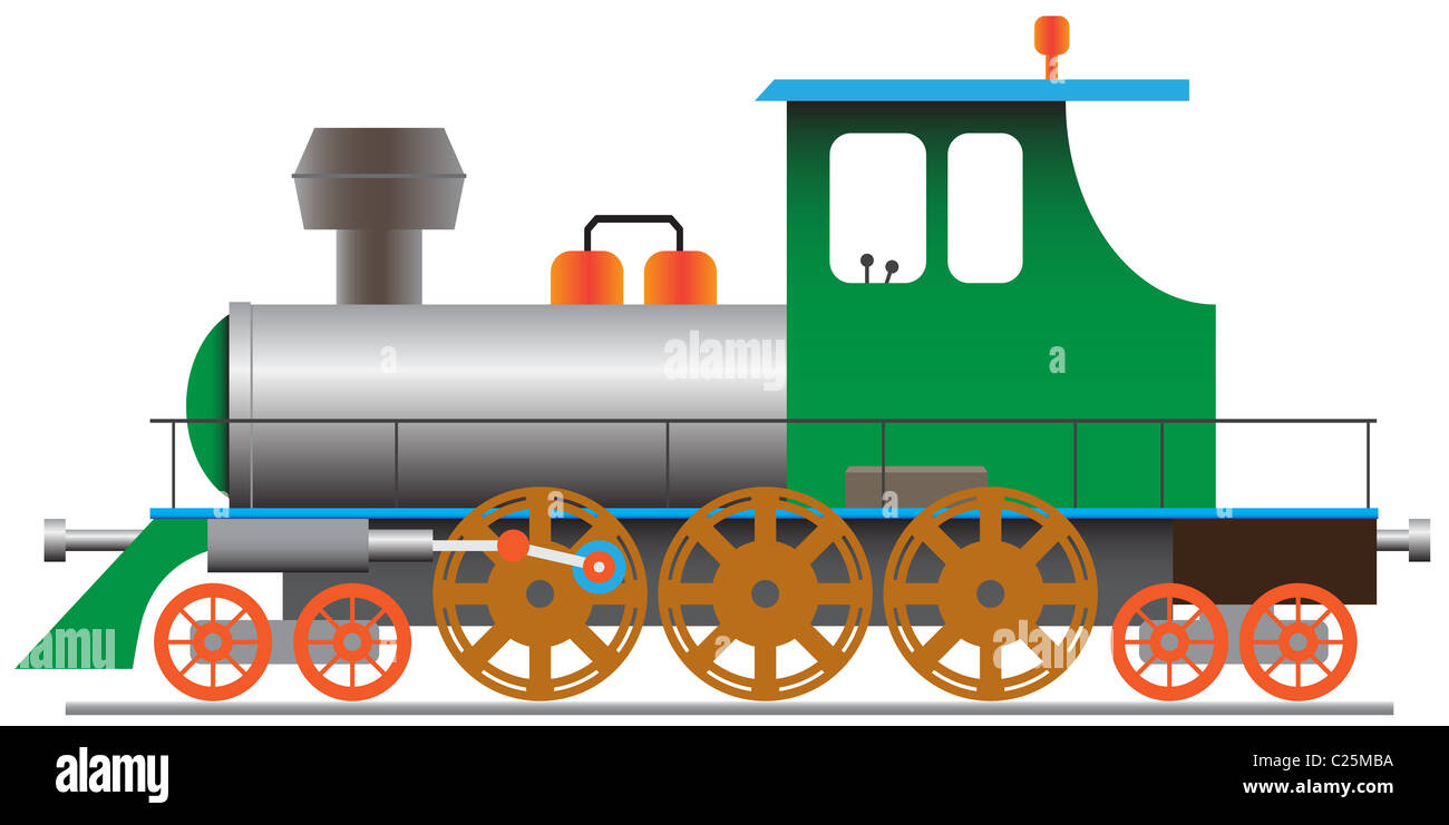 Stylized steam locomotive - illustration Stock Photo