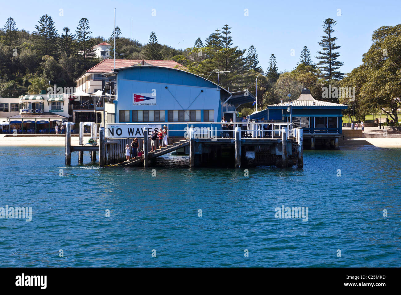 Watsons Bay wharf with Doyles refreshment rooms in the background. Stock Photo