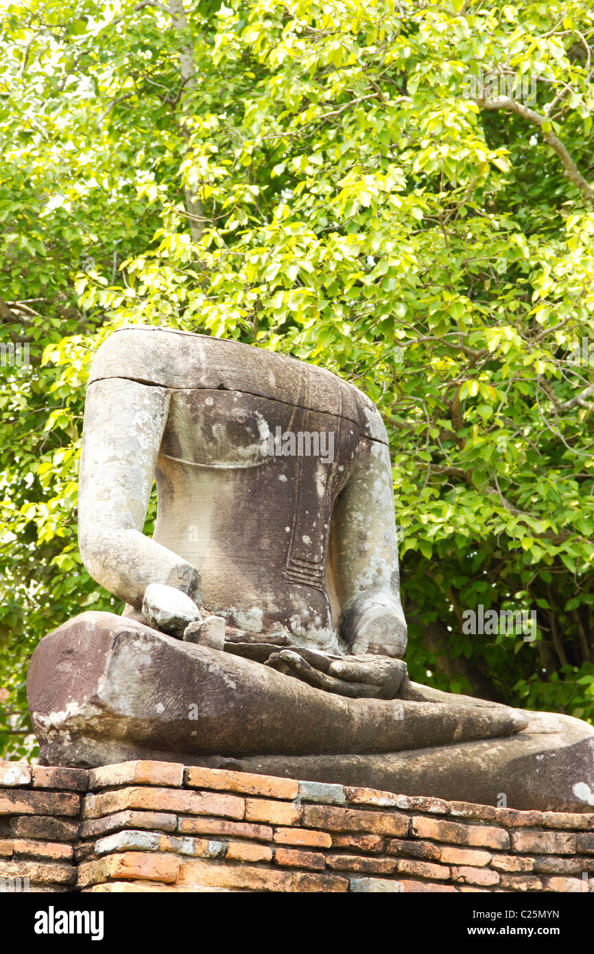 Headless Buddha Statue at the Temple Ruins of Wat Phra Si Sanphet in Ayuthaya, Thailand Stock