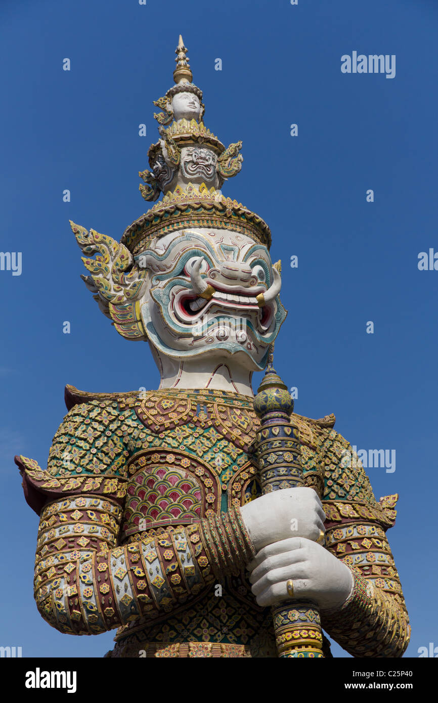 White Guardian Statue at the Grand Palace and Wat Phra Kaew in Bangkok, Thailand Stock Photo