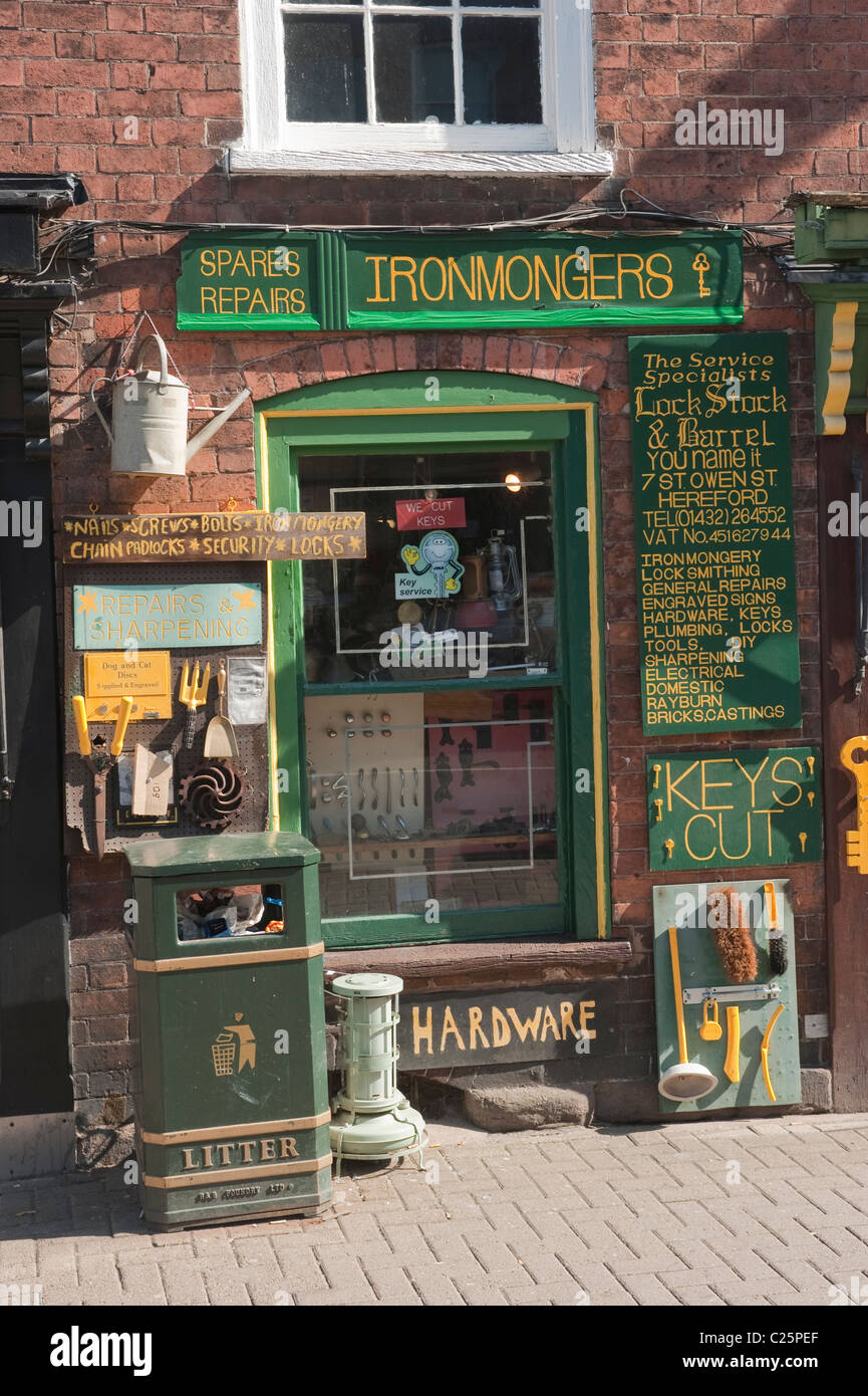 Ironmonger's shop in St Owen Street in Hereford Stock Photo
