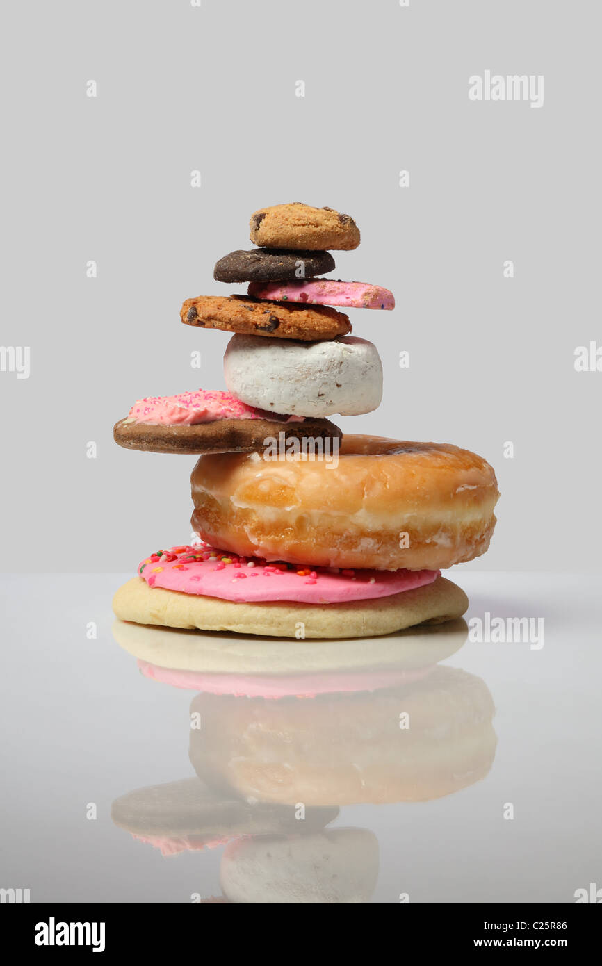 Sweets Stack pile of cookies and sweets in Zen stack Stock Photo - Alamy