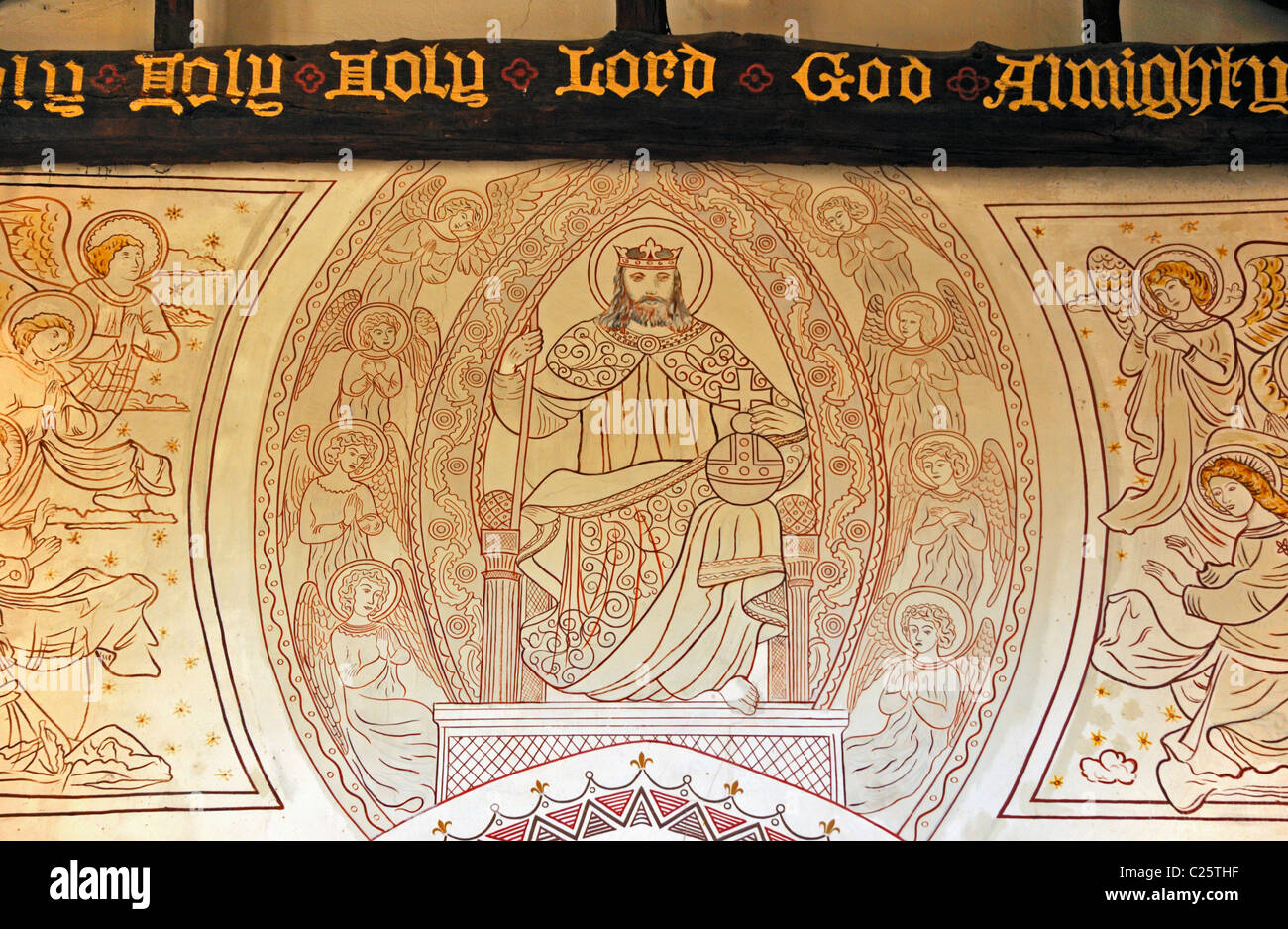 Mural, 'Christ in Majesty'. Church of Saint Martin, Bowness-on-Windermere, Lake District National Park, Cumbria, England, U.K. Stock Photo