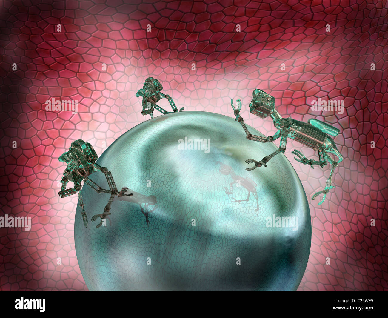 Illustration of nanobots working together as a team Stock Photo