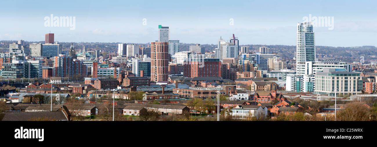 Leeds City Center Skyline Panorama Stock Photo